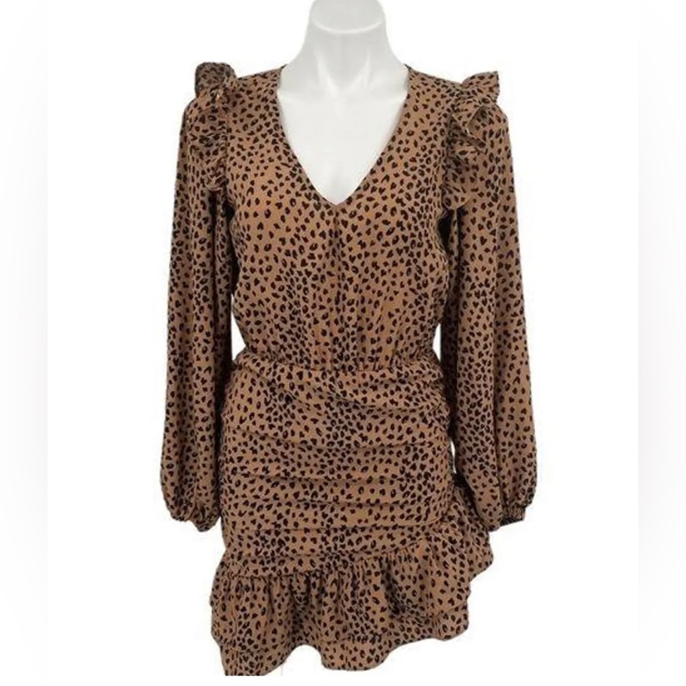 NWT Glam Cheetah Print Ruffle Dress